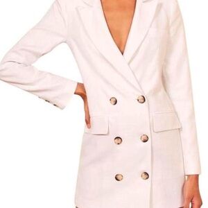 Reformation White Double-Breasted Blazer Dress XS